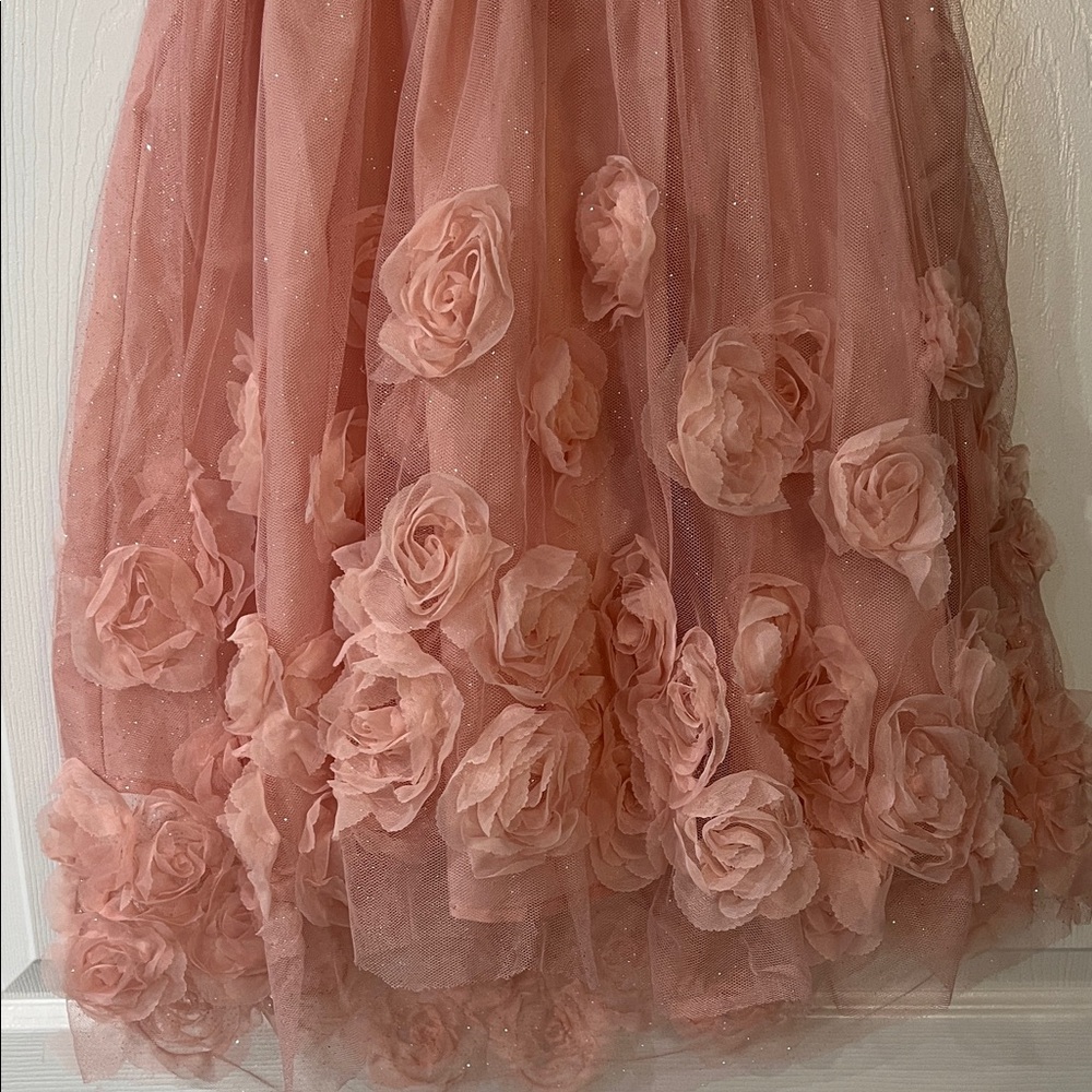 Nannette Blush Rosette Kids Formal Dress - Picture 3 of 11